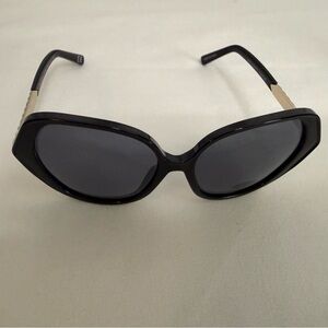 Privé Revaux Oversized Black Glam Sunglasses Gold Arm Chic NWT